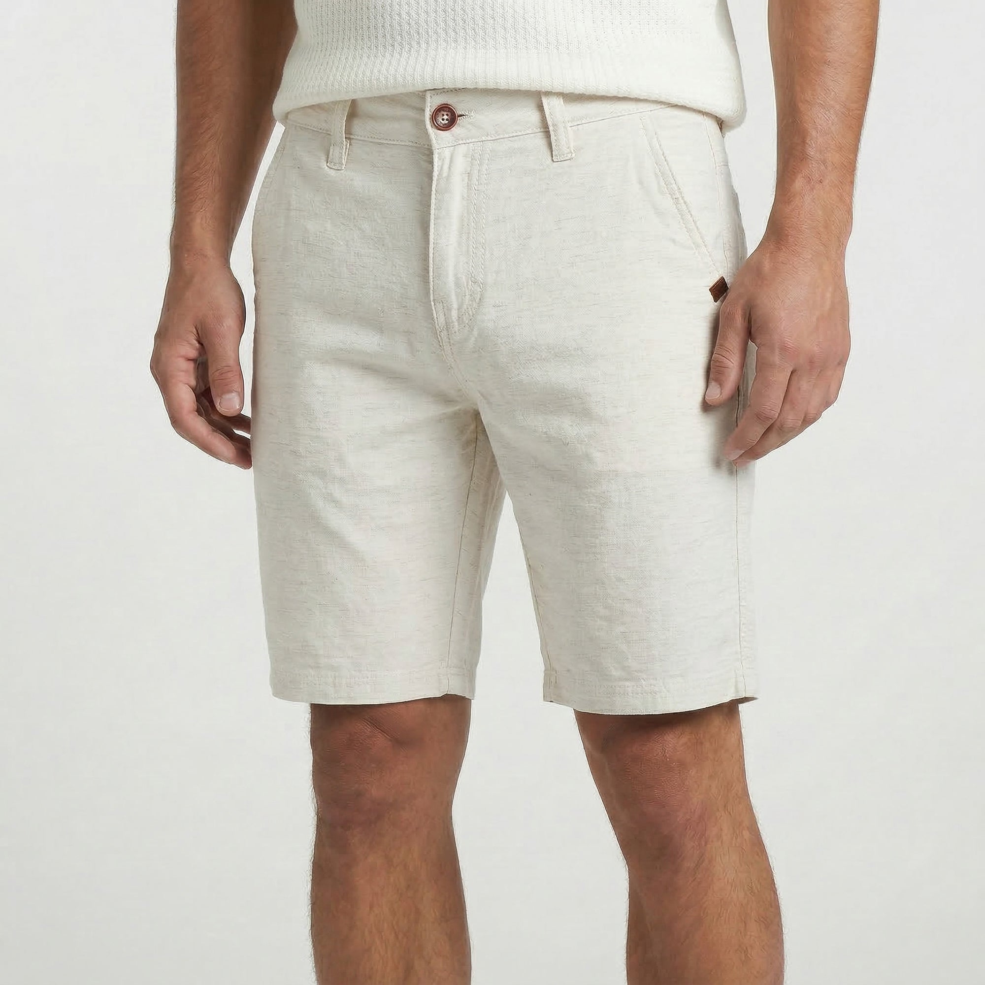 Bermuda Cós Casual com Linho