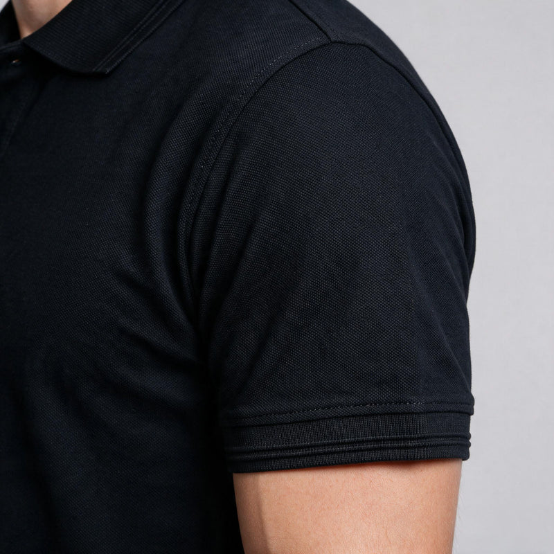 Polo Malha Casual 2 Botões – Preto