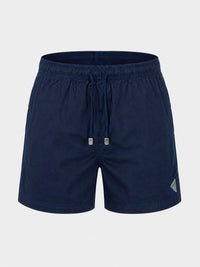 Short Elástico com Linho – Azul Marinho