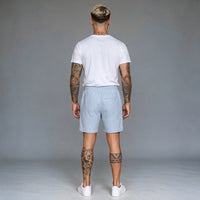 Short Elástico Listrado Flamê – Azul Claro