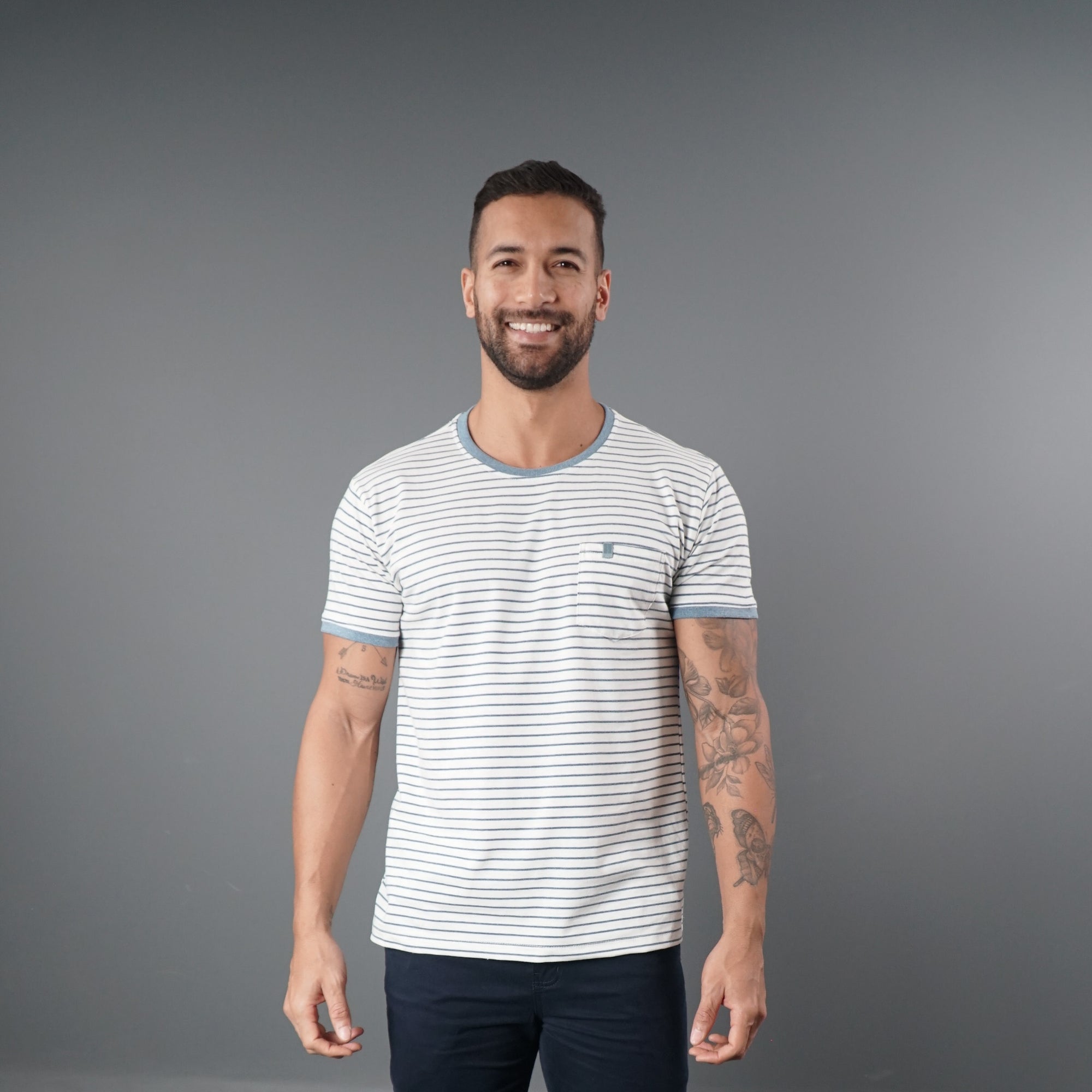 Camisa Casual com Bolso Listras