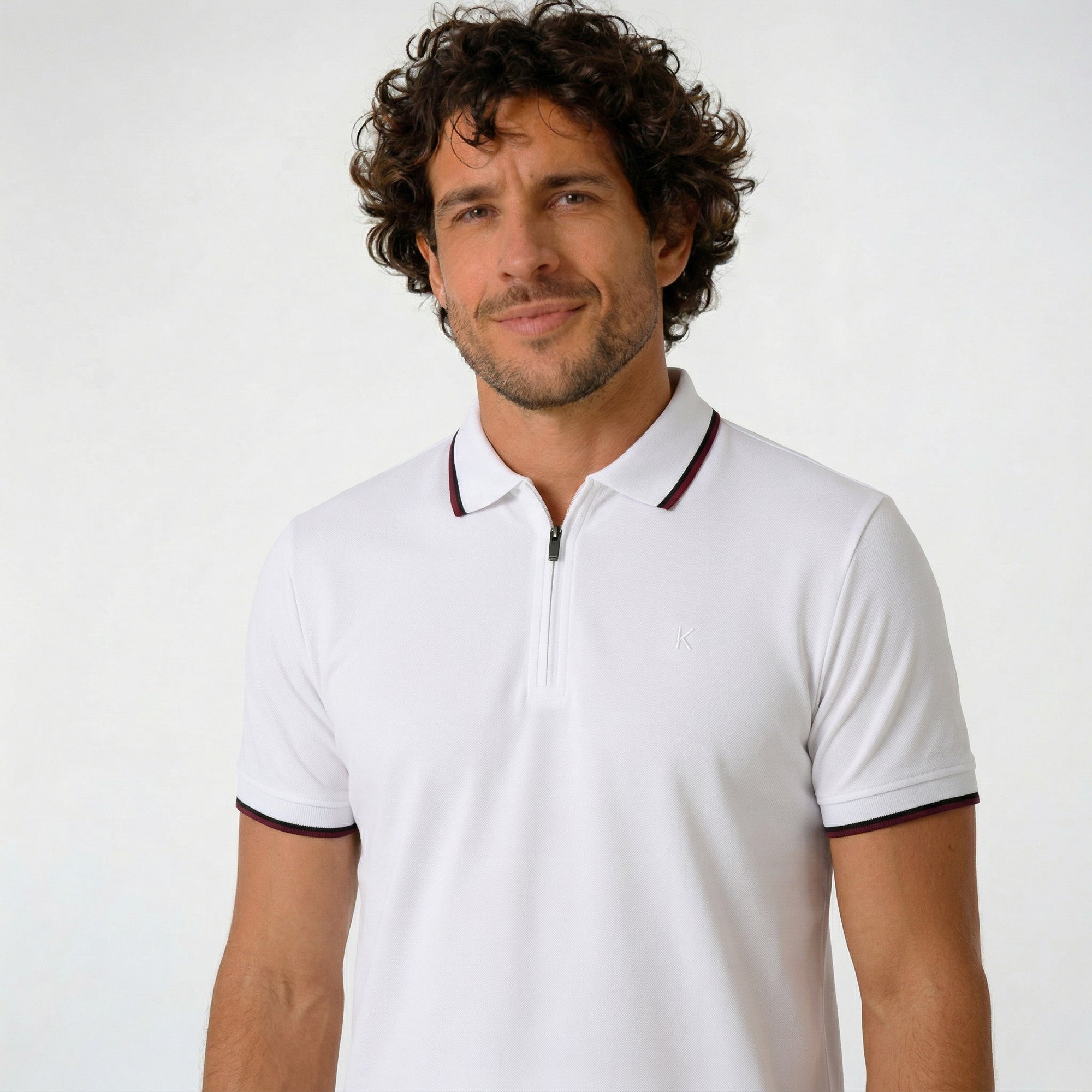 Camisa Polo Casual com Zíper