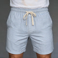 Short Elástico Listrado Flamê – Azul Claro