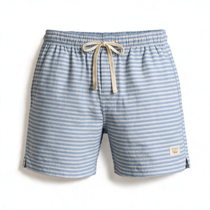 Short Elástico Listrado Flamê – Azul Claro