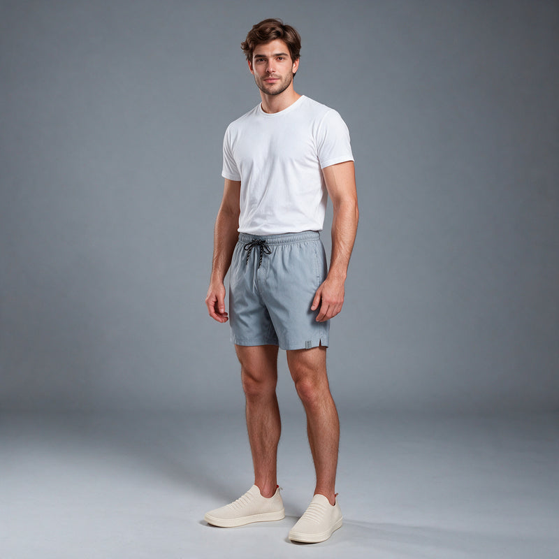 Short Elástico Mescla Microfibra – Cinza Claro
