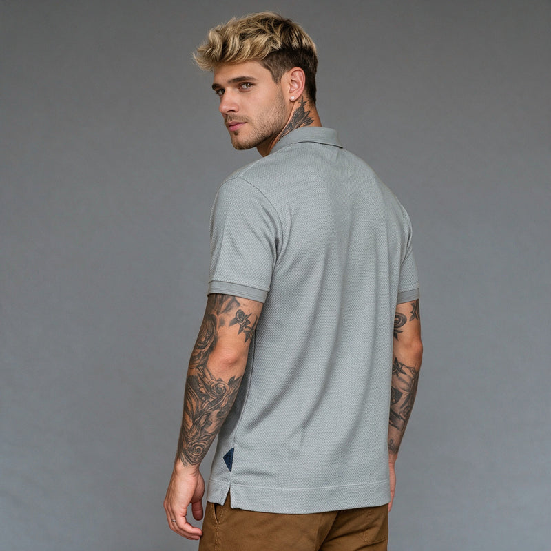 Polo de Malha com 2 Botões – Cinza