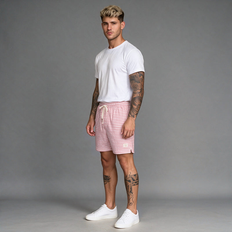 Short Elástico Listrado Flamê – Coral