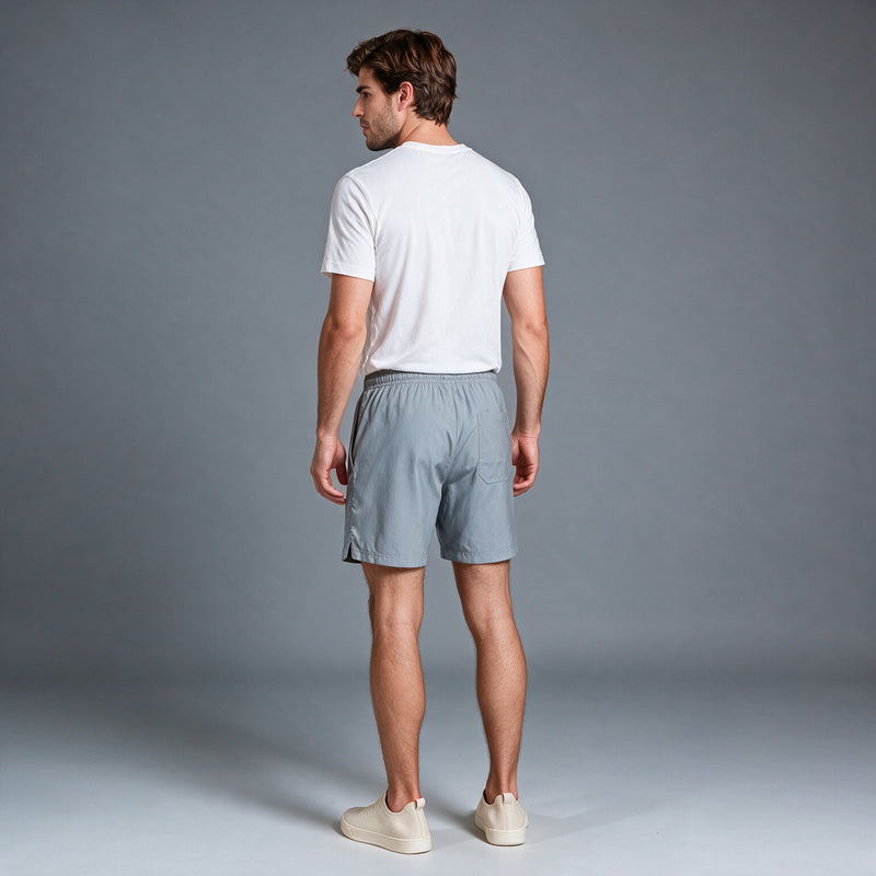 Short Elástico Mescla Microfibra – Cinza Claro