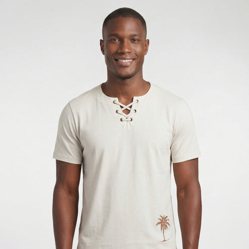 Bata Casual de Algodão com 6 Ilhós