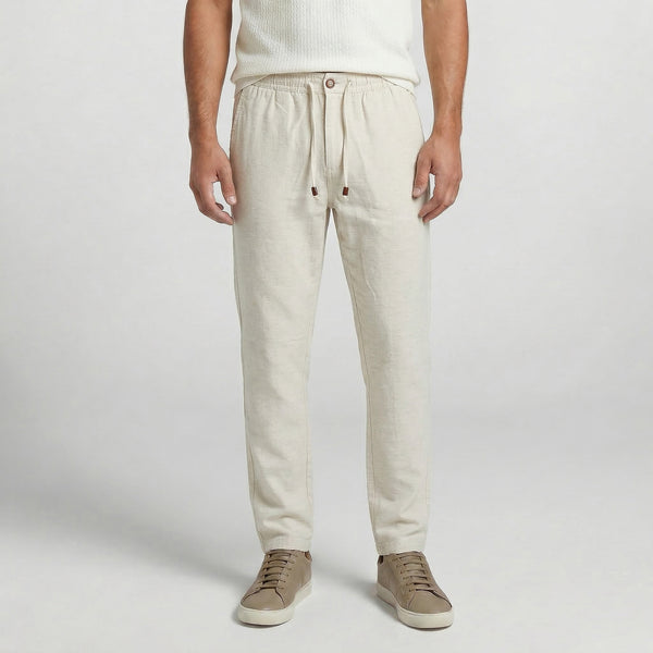 Calça Casual Elástico com Linho