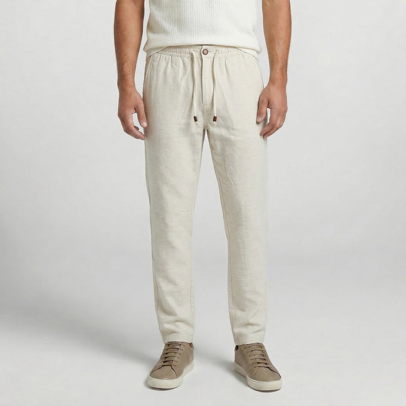 Calça Casual Elástico com Linho