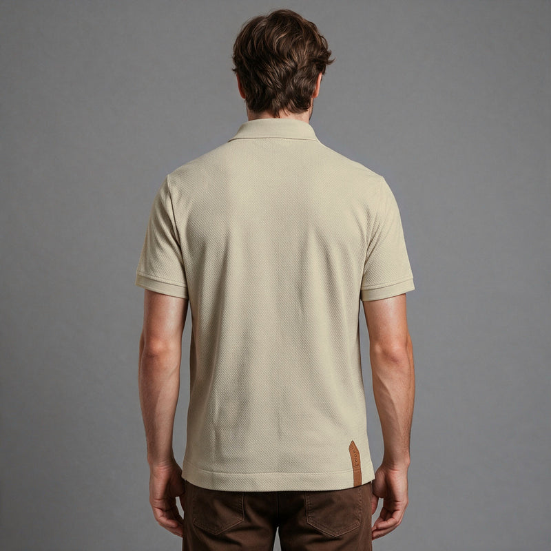 Polo de Malha com Ziper – Bege
