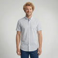 Camisa Social Masculina Manga Curta Xadrez Branca