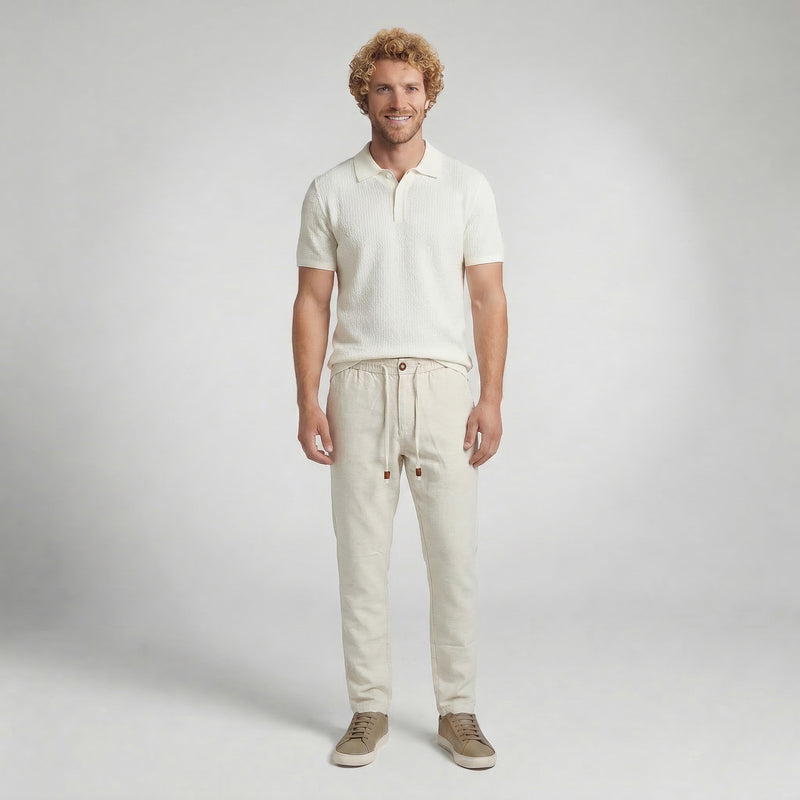 Calça Casual Elástico com Linho