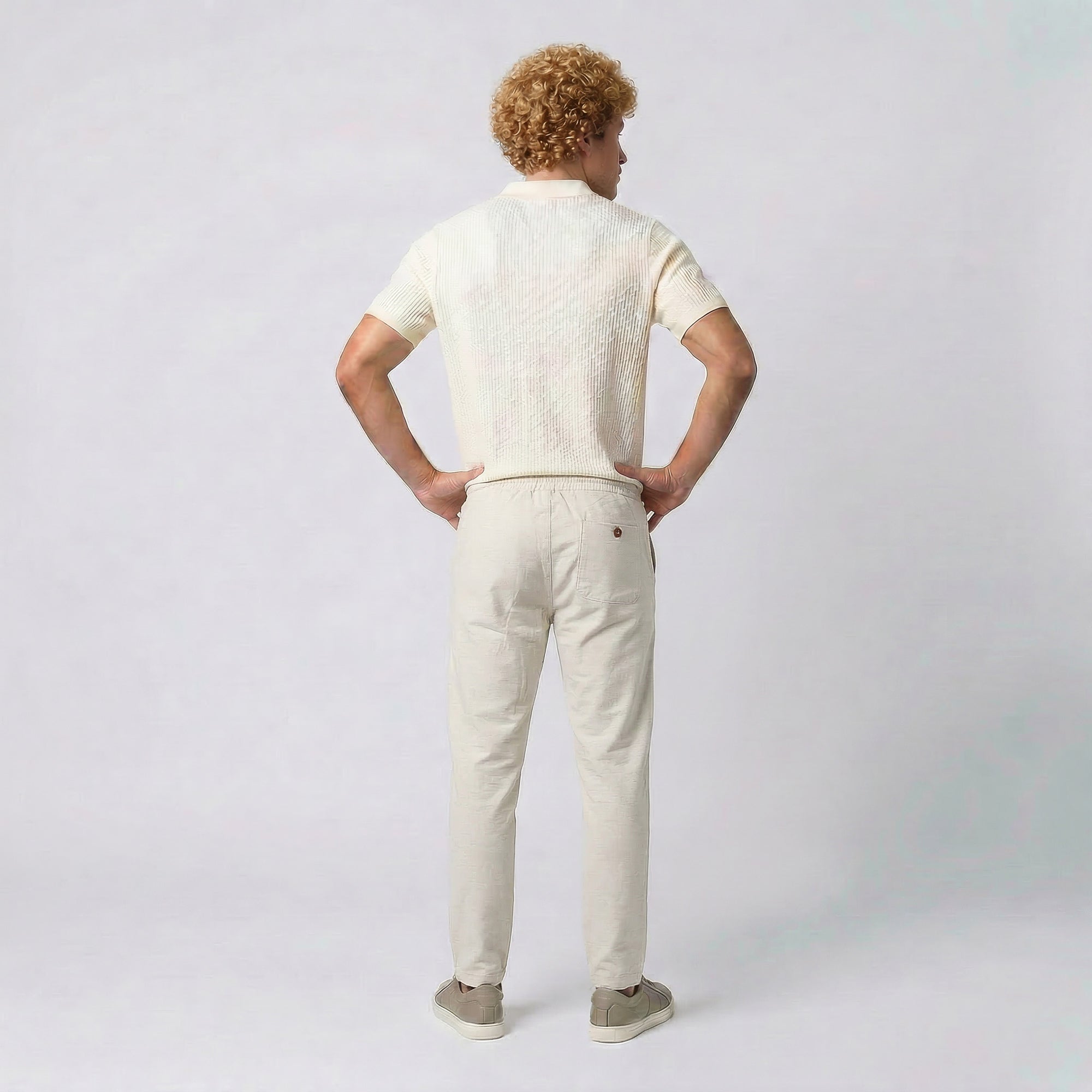 Calça Casual Elástico com Linho