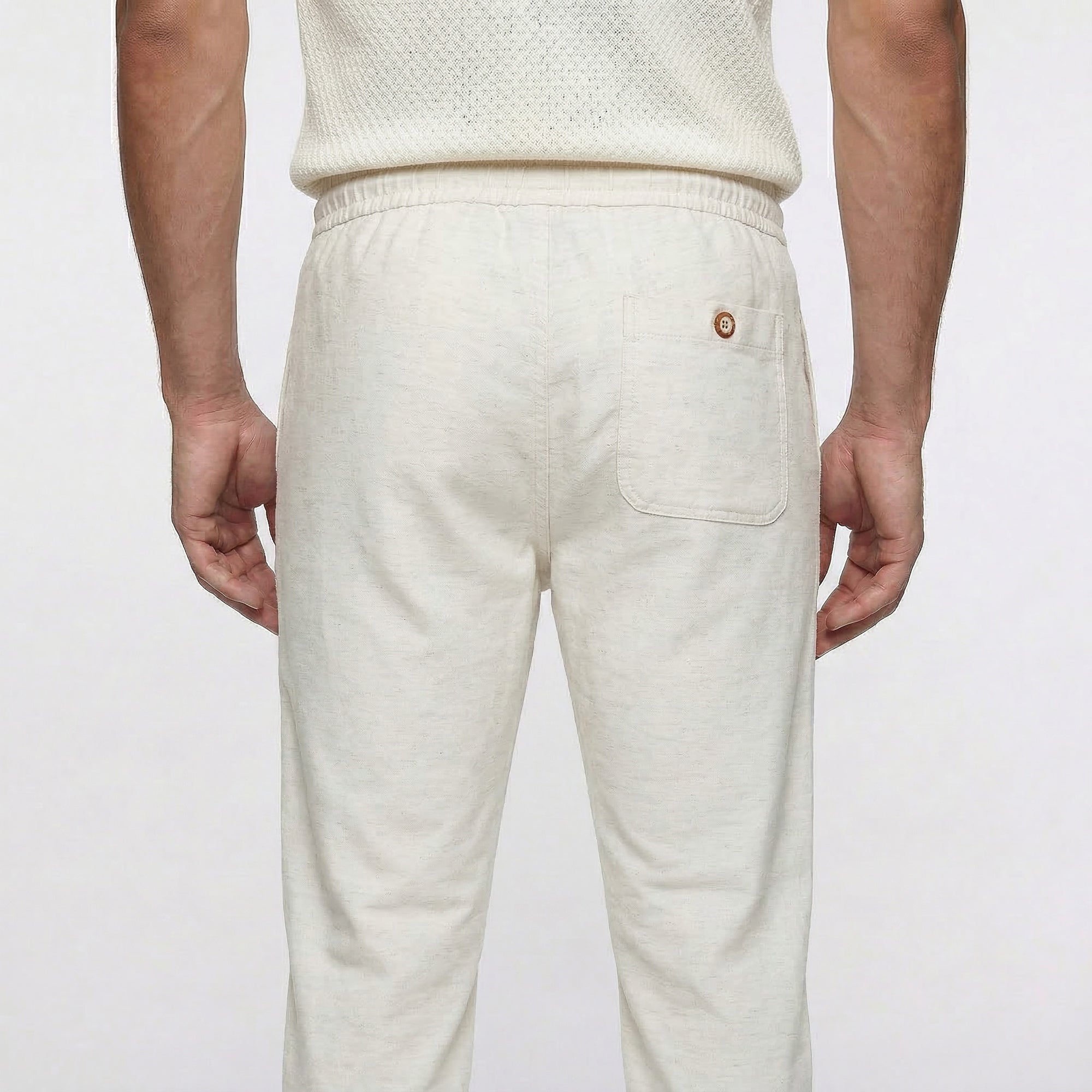 Calça Casual Elástico com Linho