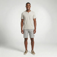 Camiseta com Gola Transpassada e Bolso