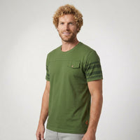 Camiseta Casual com Recorte e Lapela – Verde Militar