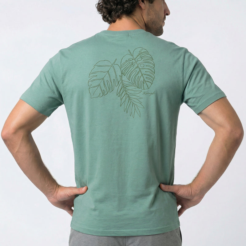 Camiseta de Malha com Silk Folhas