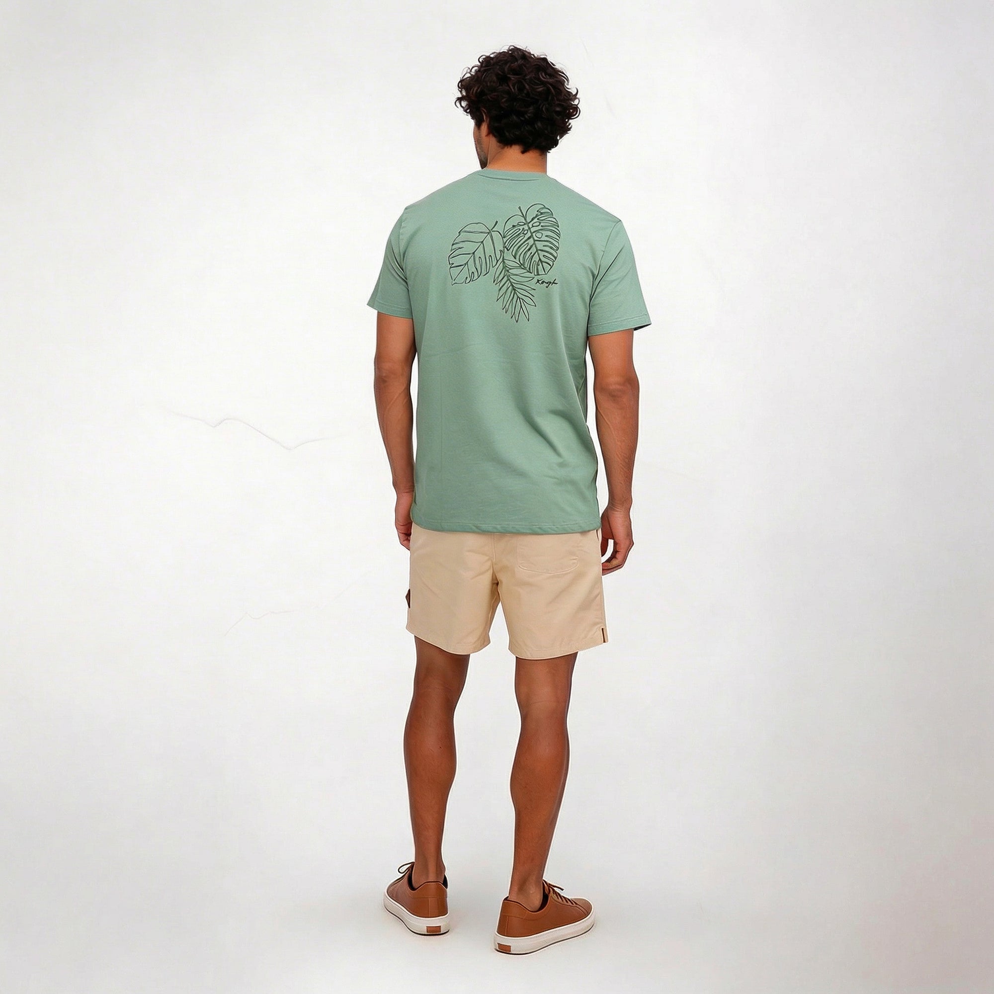 Camiseta de Malha com Silk Folhas