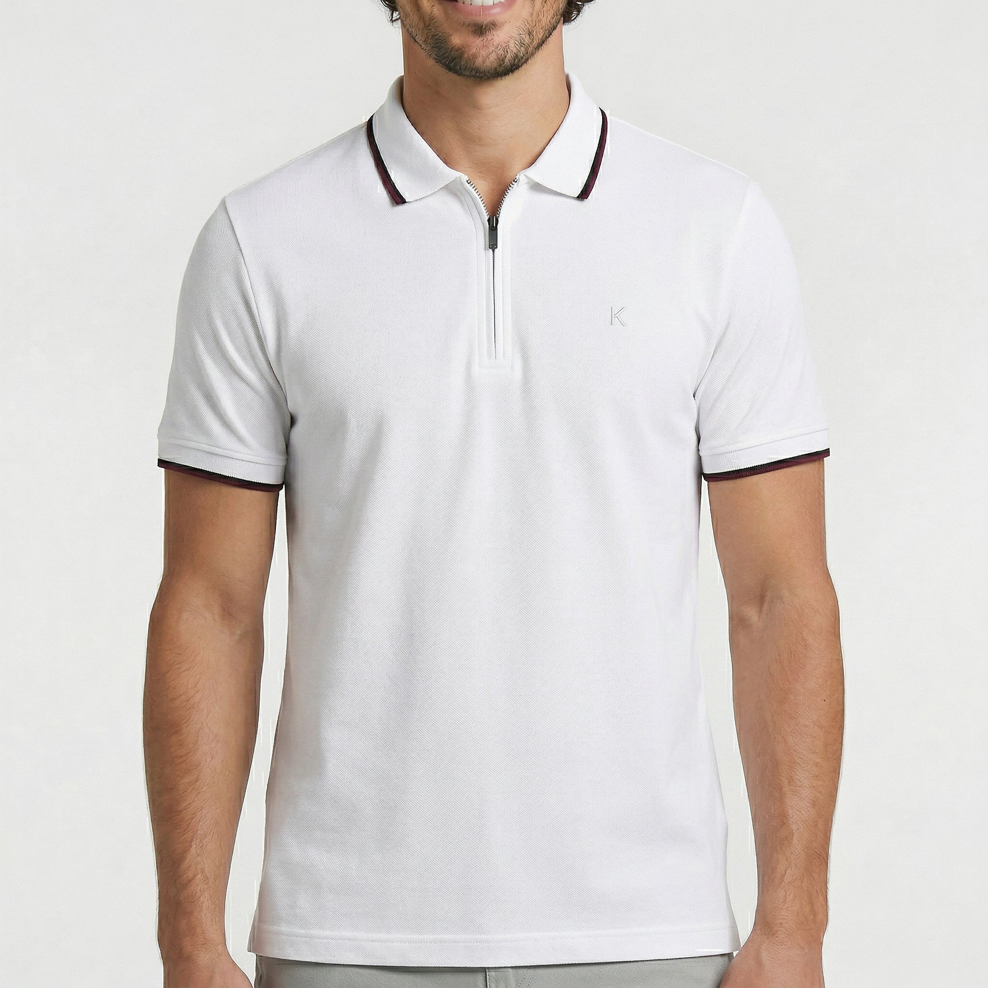 Camisa Polo Casual com Zíper