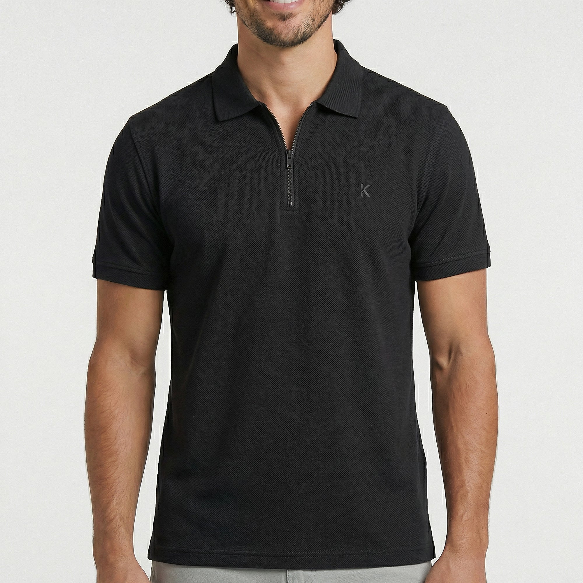 Camisa Polo Casual com Zíper