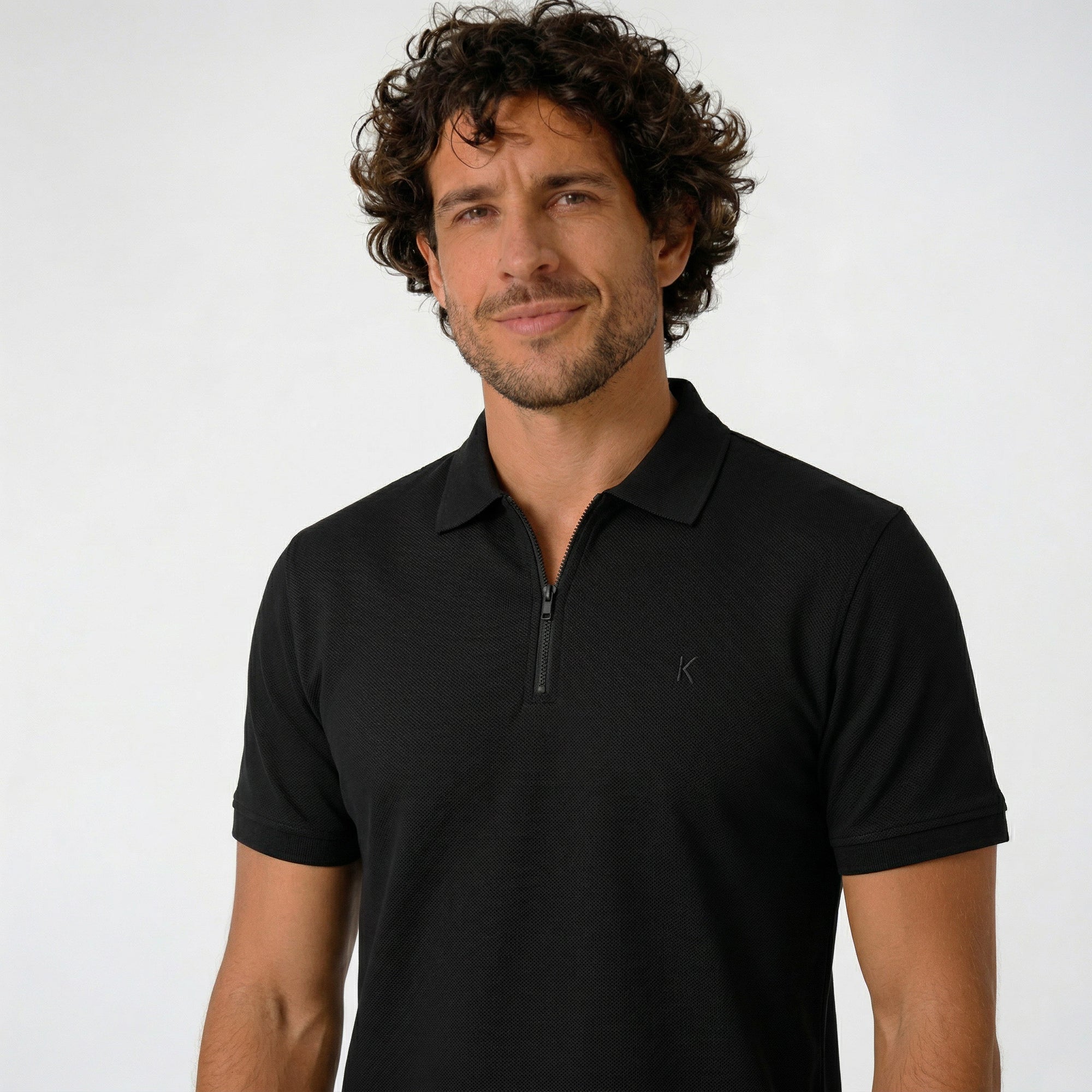 Camisa Polo Casual com Zíper