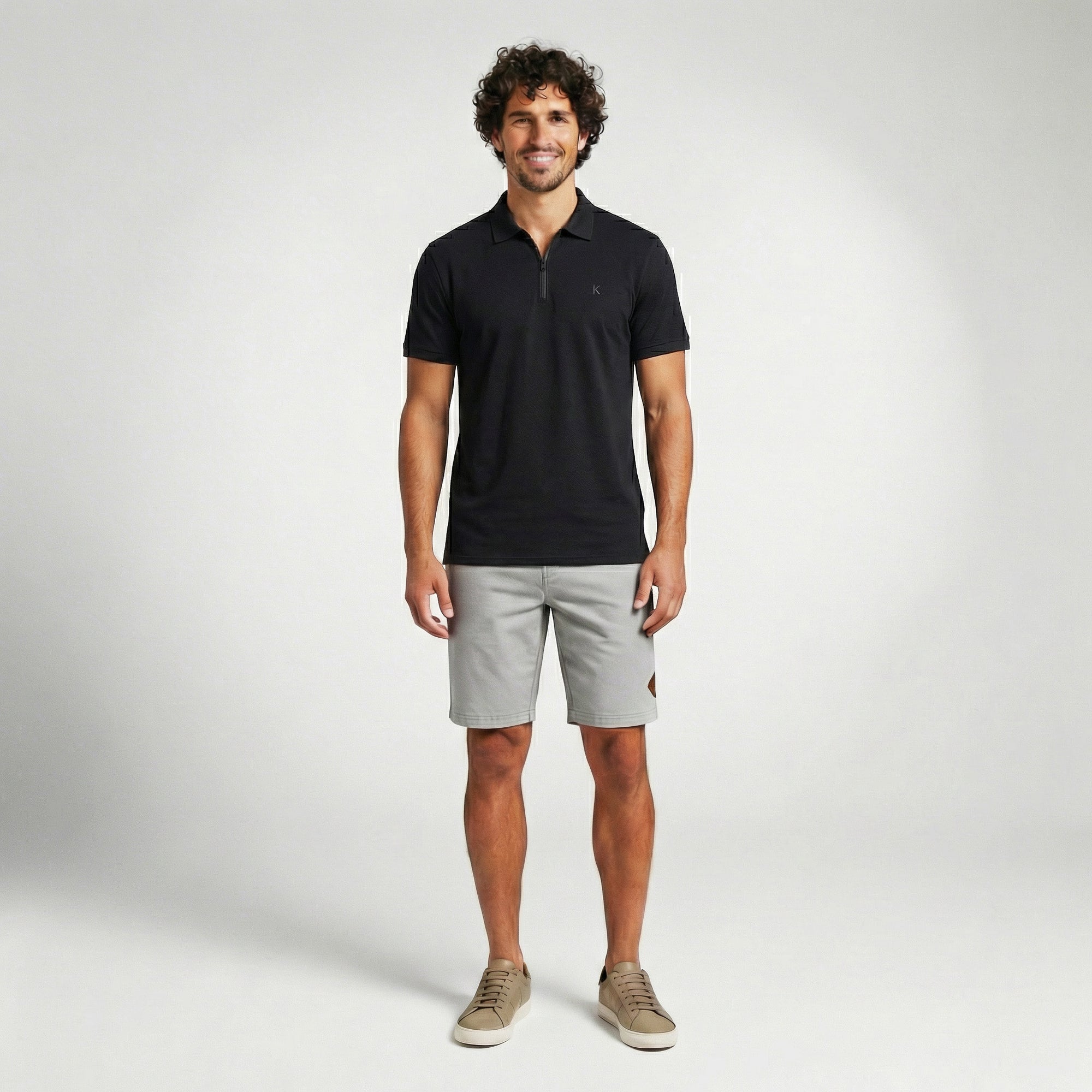 Camisa Polo Casual com Zíper