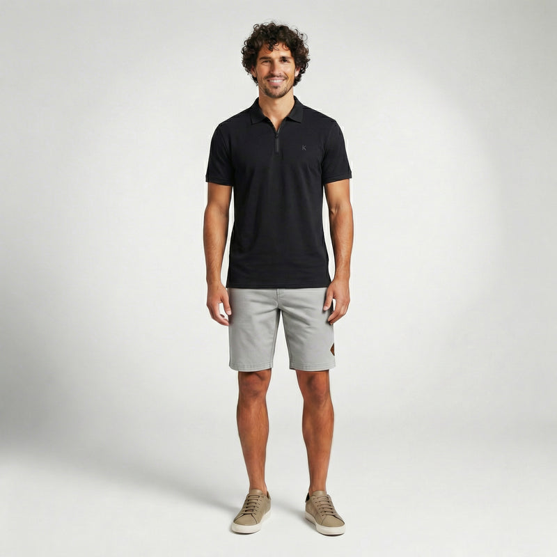 Camisa Polo Casual com Zíper