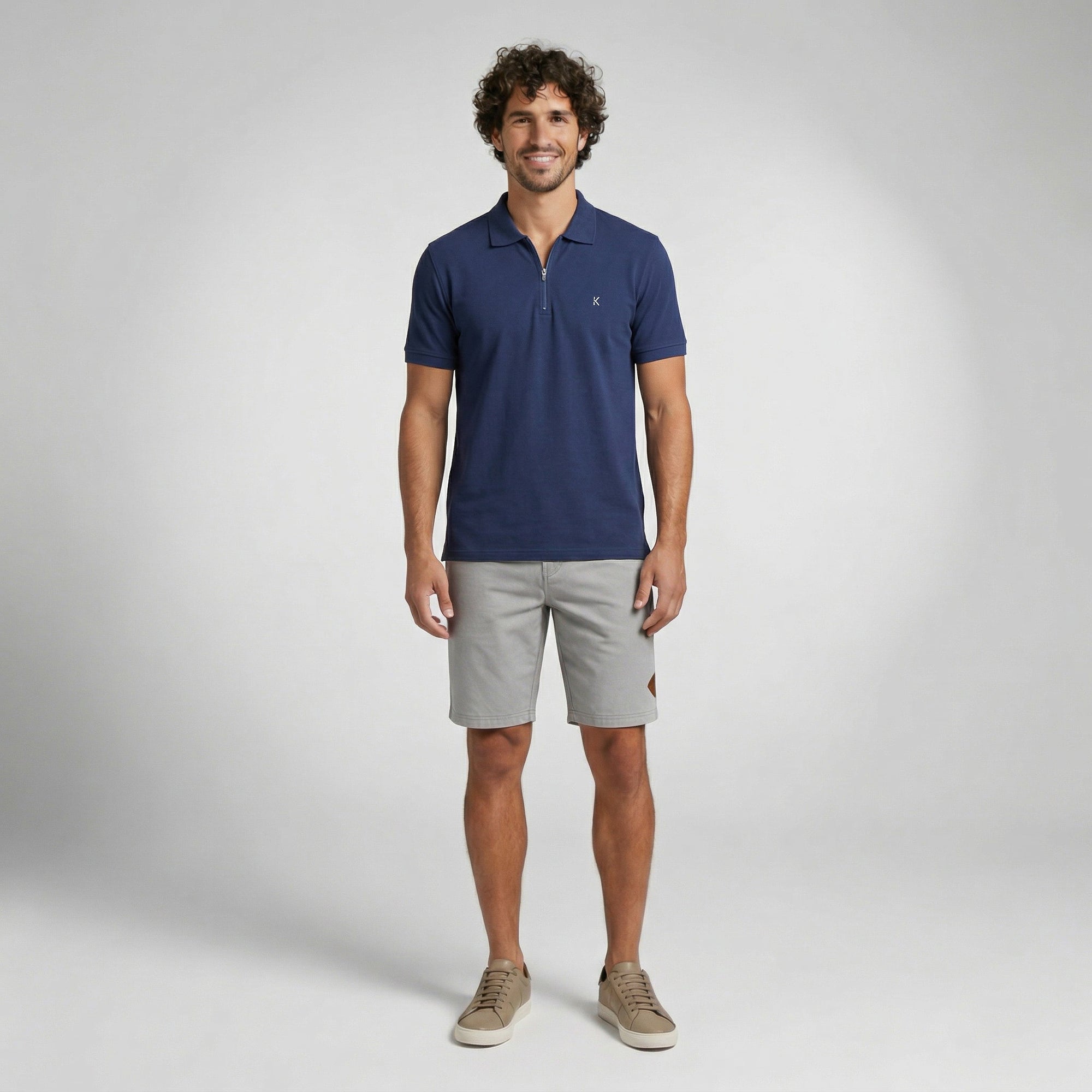 Camisa Polo Casual com Zíper