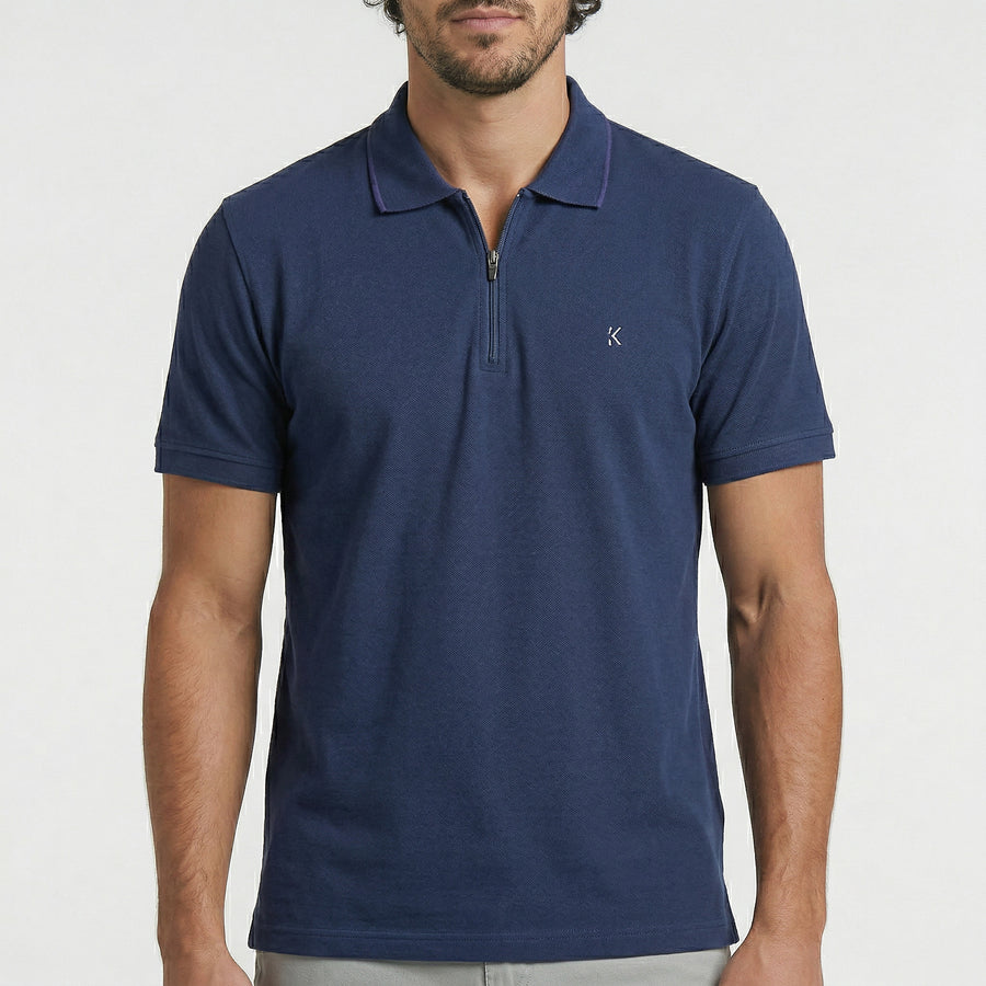 Camisa Polo Casual com Zíper