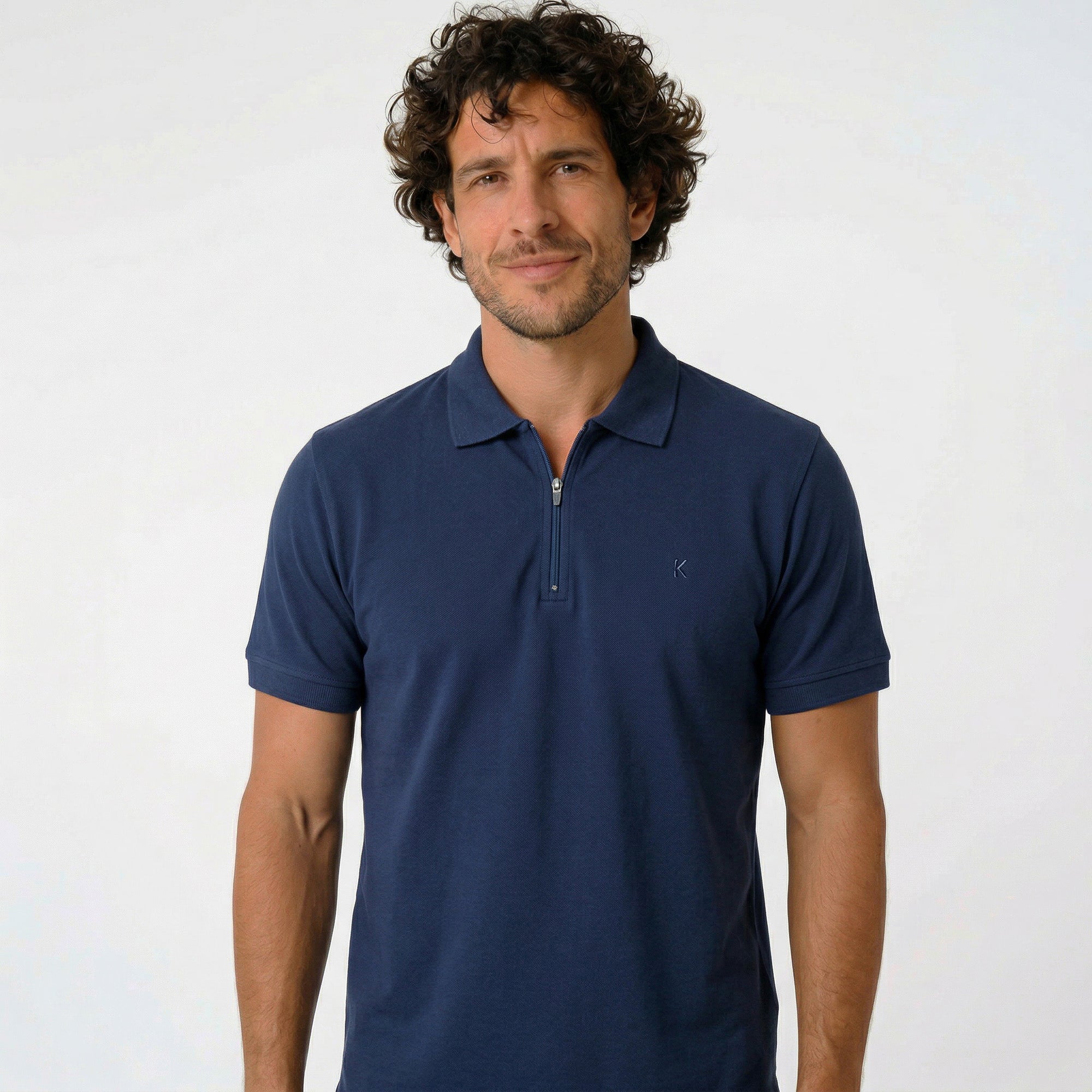 Camisa Polo Casual com Zíper