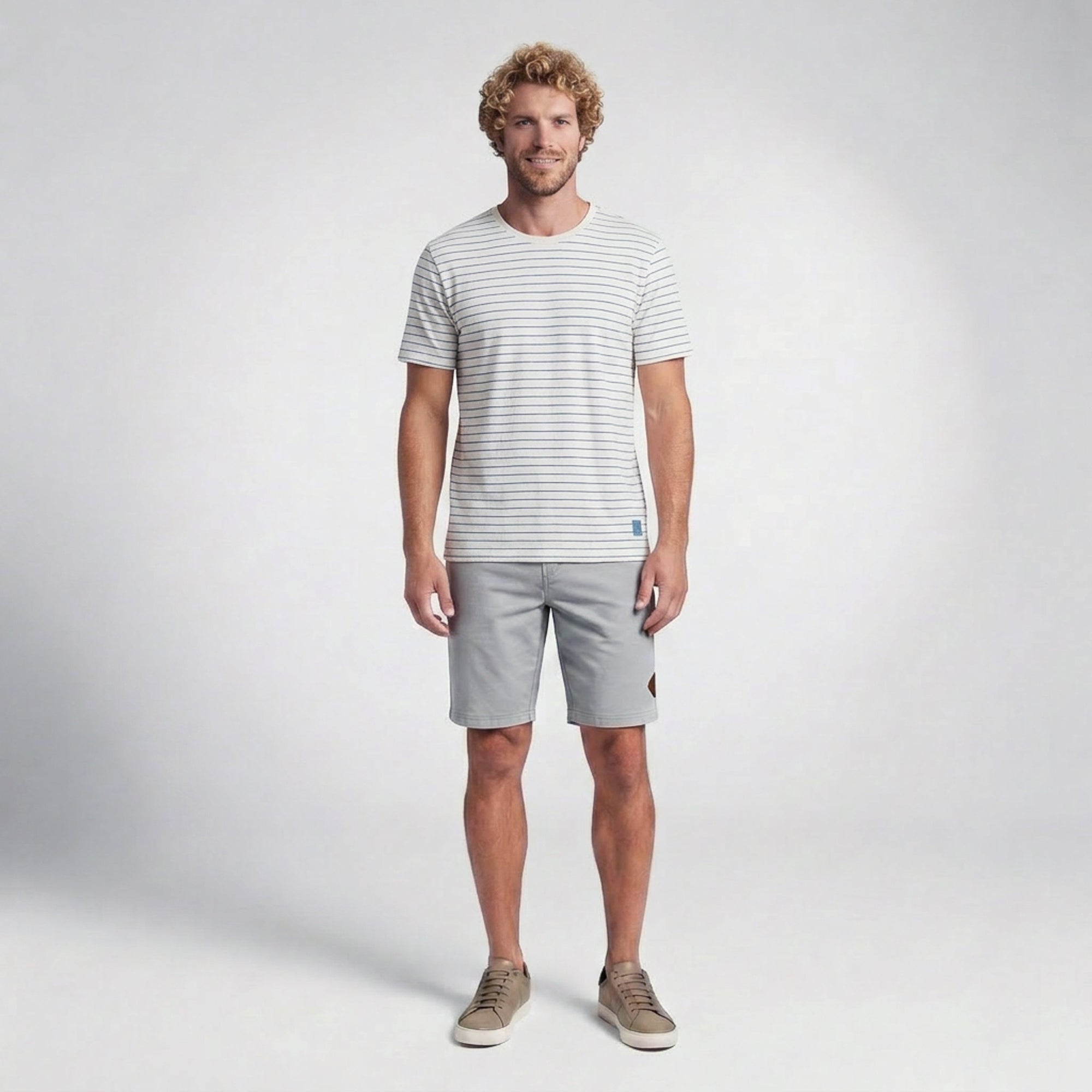 Camiseta Linho Casual Listrada