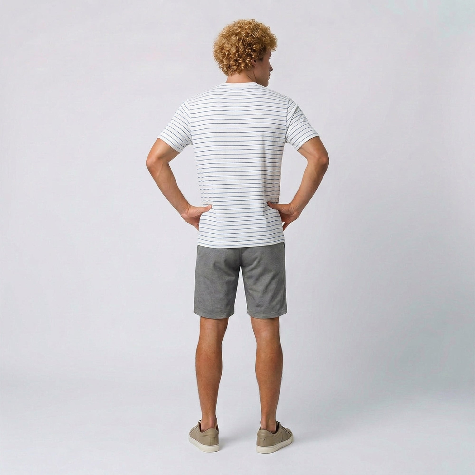 Camiseta Linho Casual Listrada