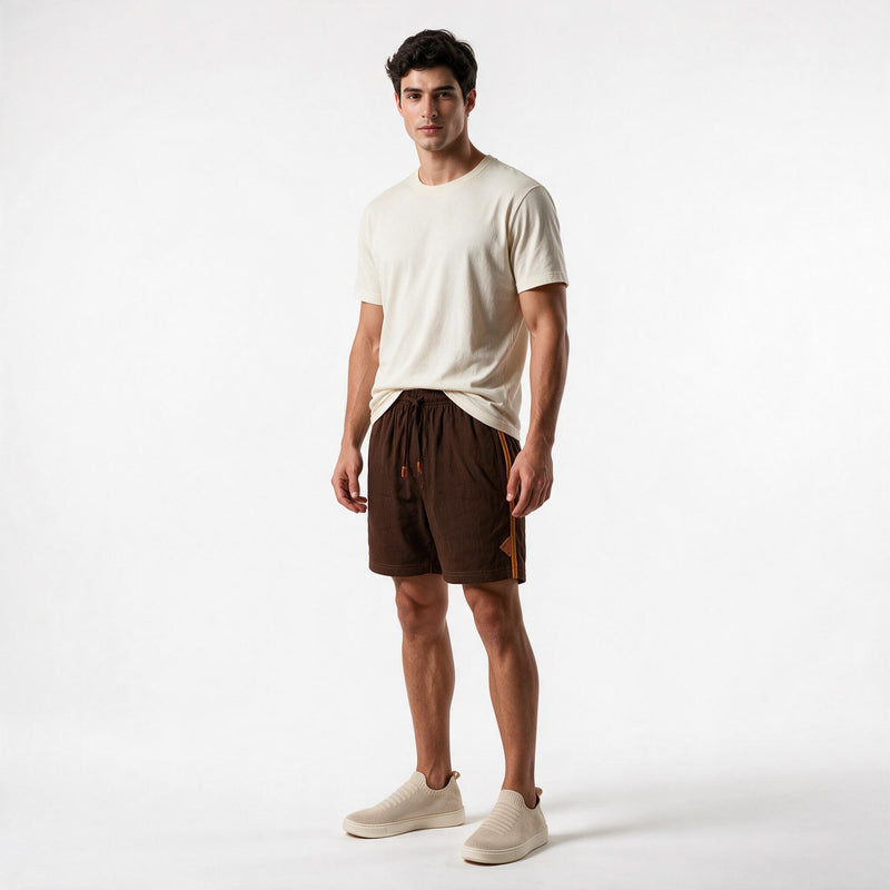 Short Elástico Casual com Linho – Marrom