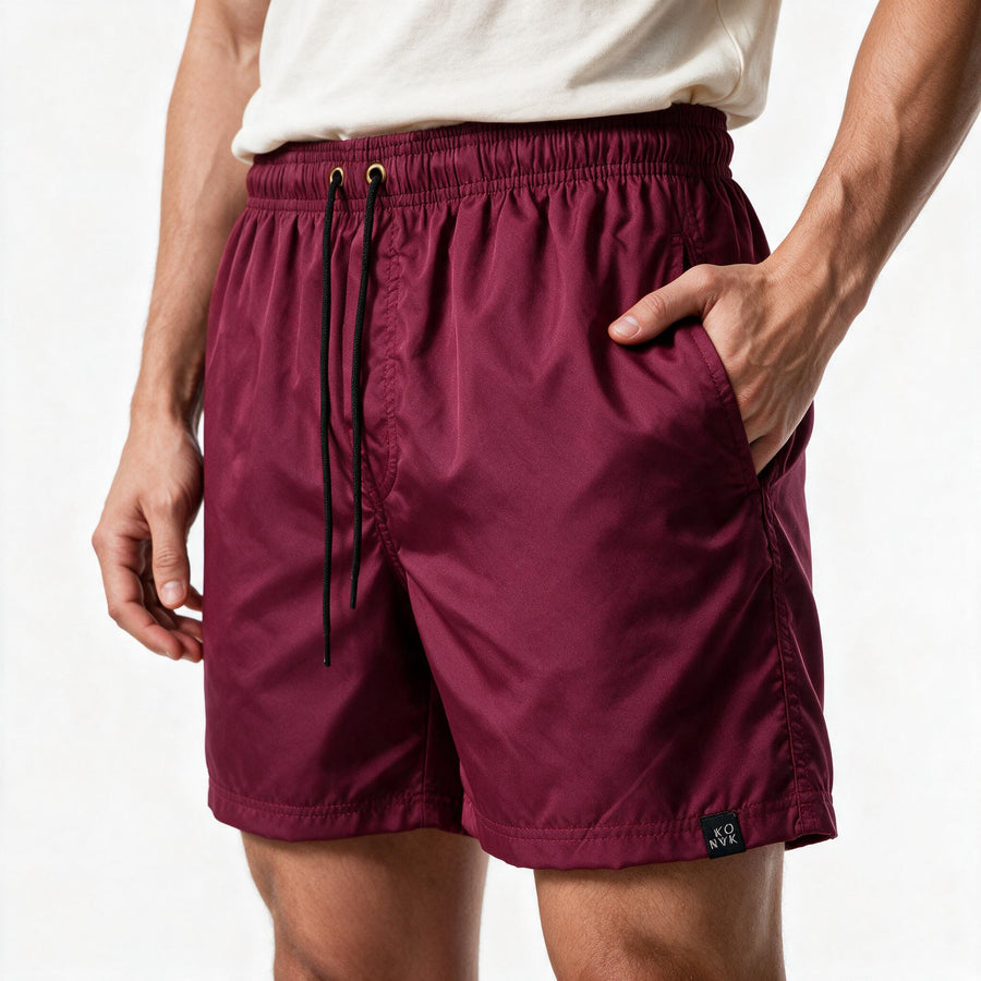 Short Microfibra Liso com Elástico – Vinho