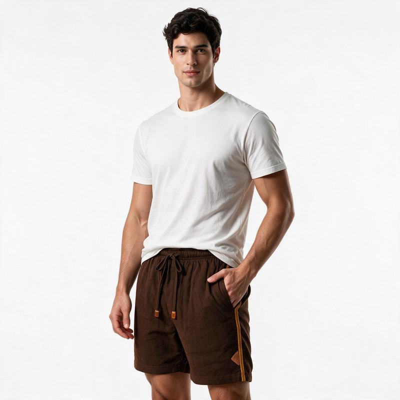 Short Elástico Casual com Linho – Marrom