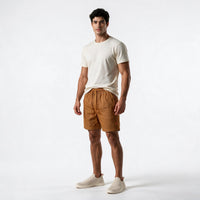 Short Linho Casual com Elástico – Marrom Claro